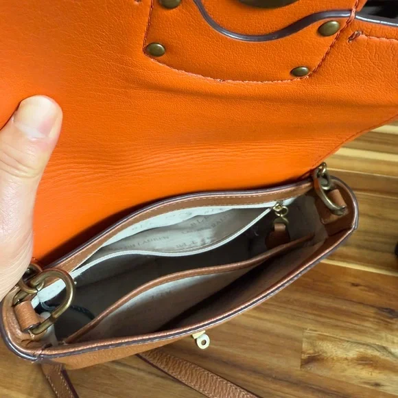 Lauren Ralph Lauren Brown Leather Crossbody Bag - Picture 13 of 14